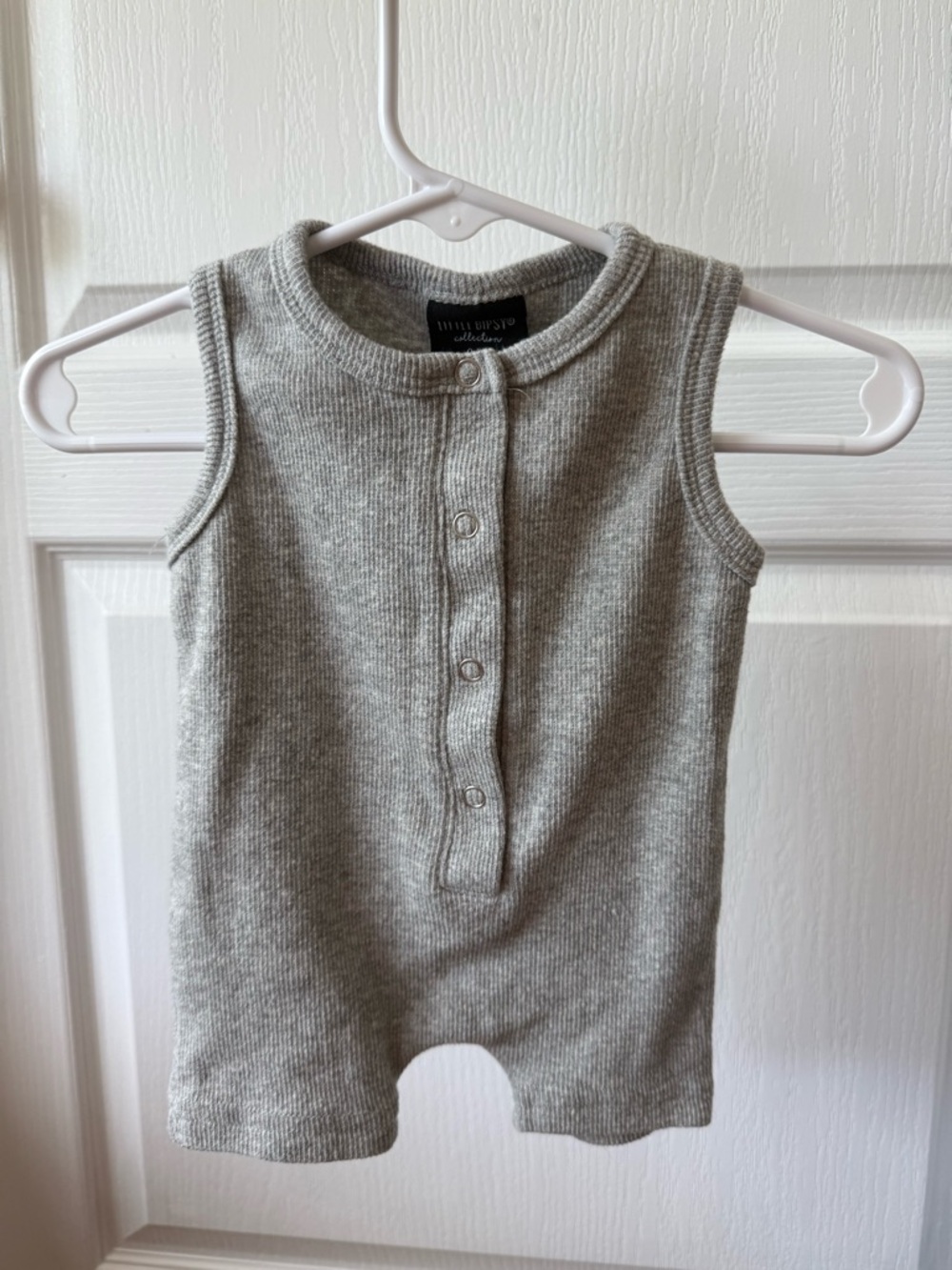 Little Bipsy Gray Ribbed Sleeveless One-Piece Bodysuit
